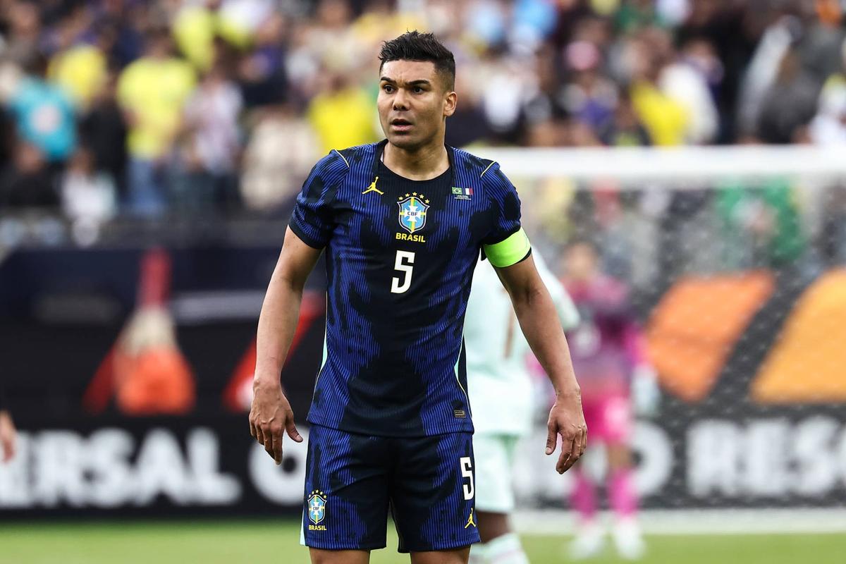  Brazil midfielder Casemiro (5) against France at Gillette Stadium. Winslow Townson-Imagn Images