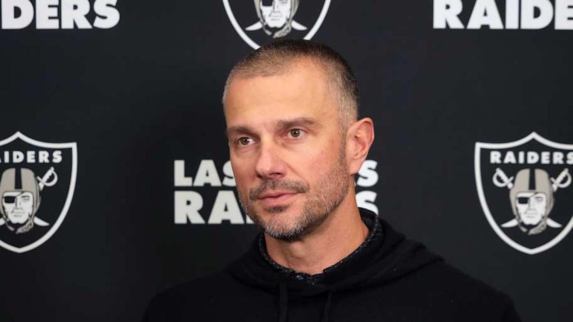  Feb 25, 2025; Indianapolis, IN, USA; Las Vegas Raiders general manager John Spytek on radio row during the NFL Scouting Combine at the Indiana Convention Center. Mandatory Credit: Kirby Lee-Imagn Images | Kirby Lee-Imagn Images 