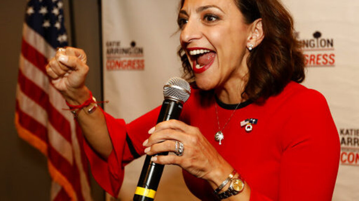 Republican nominee for Congress Katie Arrington fires up her supporters during her 2018 Election Night party at the Staybridge Suites in Mount Pleasant, S.C. Arrington on Tuesday announced she is again running for South Carolina’s coastal 1st Congressional seat.