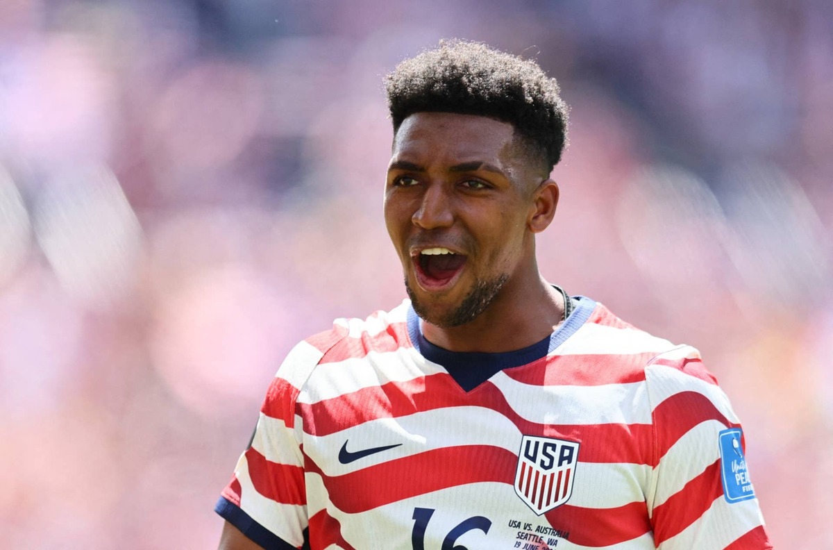  Alex Freeman of the U.S. celebrates after the match against Australia. IMAGN IMAGES via Reuters/Blake Dahlin