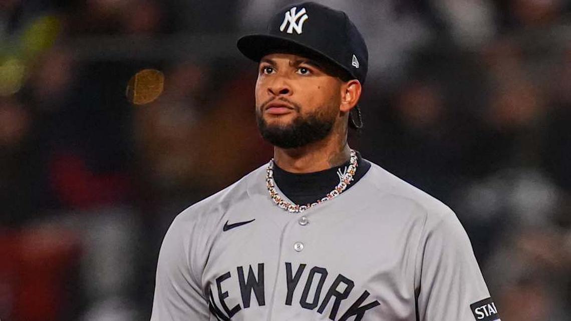  New York Yankees pitcher Luis Gil (81) is relieved as they take on the Boston Red Sox in the seventh inning at Fenway Park. | David Butler II-Imagn Images 