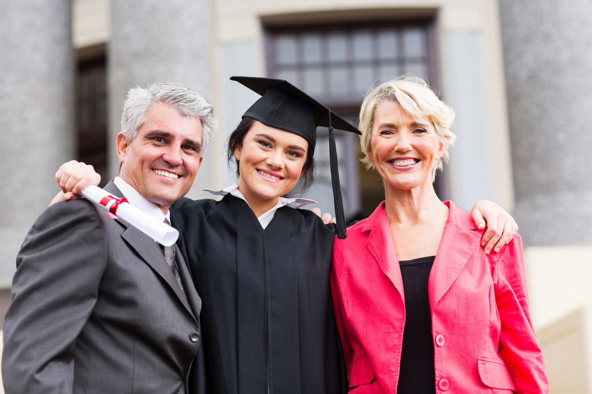  A stock photo of a young female graduate with her parents. 