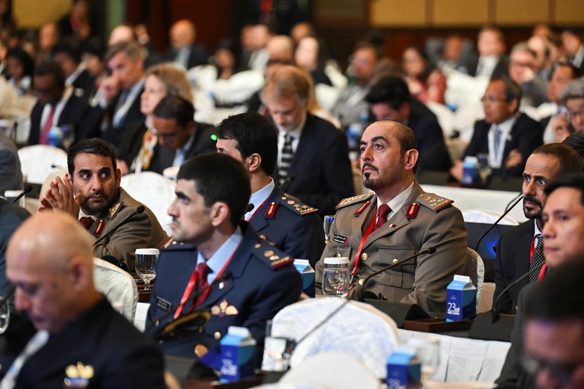 Delegates from Qatar attend the IISS Shangri-La Dialogue security summit in Singapore, May 30, 2026. REUTERS/Caroline Chia