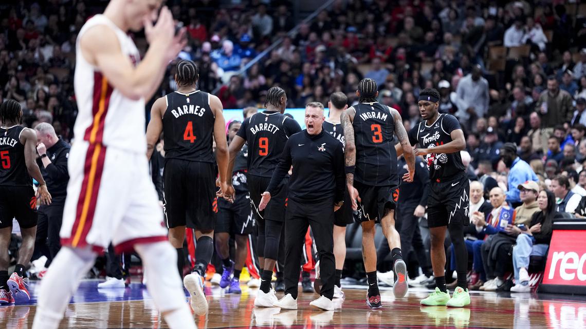 Raptors complete season sweep, with 128-114 loss leaving Heat staggering at bottom of play-in pack 