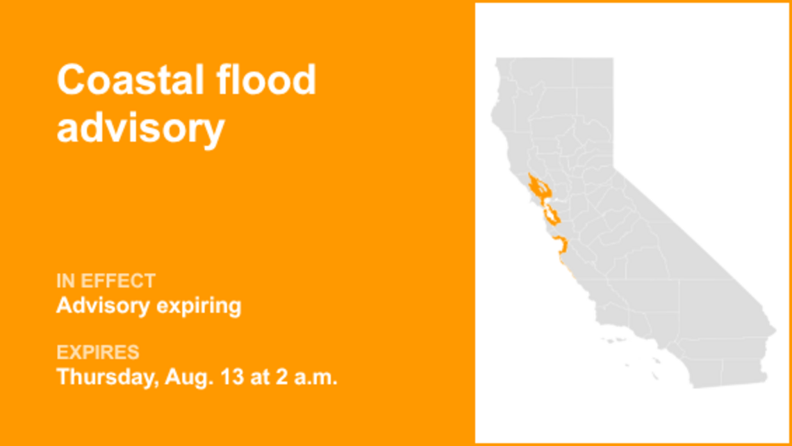 The current coastal flood advisory for Northern California will expire at 2 a.m. 