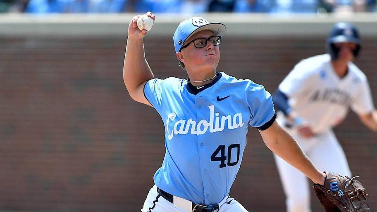  North Carolina pitcher Walker McDuffie (40) prepares to hurl the pitch against Arizona late in the Super regionals game held in Chapel Hill, N .C. on June 7, 2025. The North Carolina Tar Heels and the Arizona Wildcats met in game two of the NCAA Division 1 Super Regionals in Chapel Hill, N.C. on June 7, 2025. | Steven Worthy / USA TODAY NETWORK via Imagn Images 