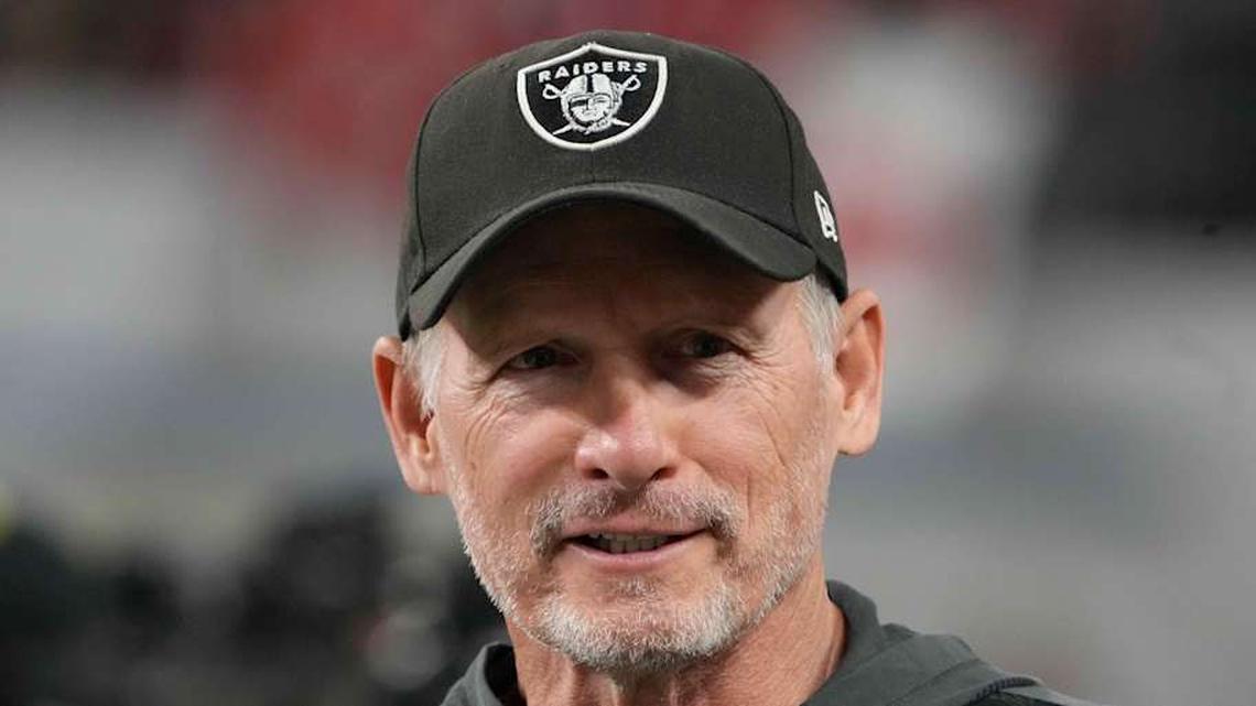  Dec 3, 2021; Las Vegas, NV, USA; Las Vegas Raiders general manager Mike Mayock reacts during the 2021 Pac-12 Championship Game at Allegiant Stadium. Mandatory Credit: Kirby Lee-Imagn Images | Kirby Lee-Imagn Images 