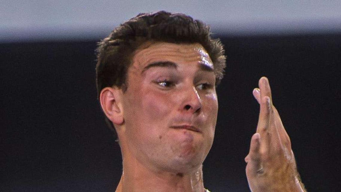  Fernando Mendoza participates in Indiana University's Pro Day at Mellencamp Pavilion on Wednesday, April 1, 2026. | Rich Janzaruk/Herald-Times / USA TODAY NETWORK via Imagn Images 