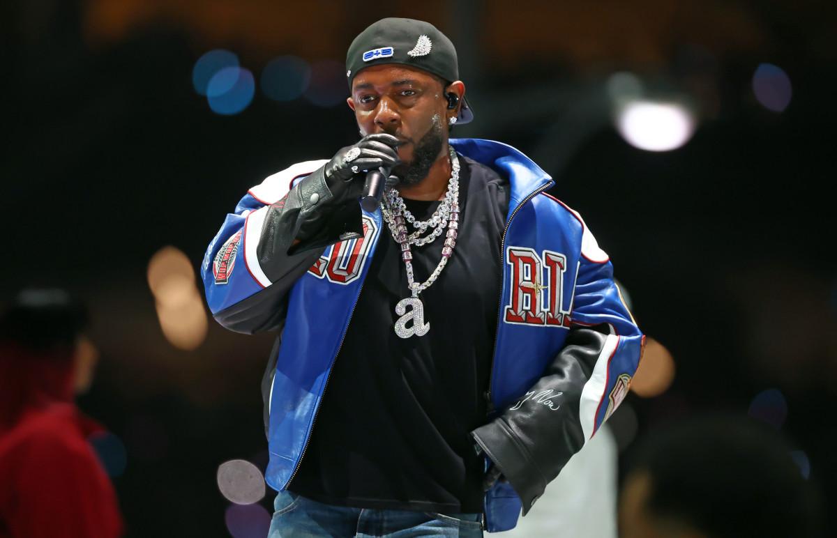 Recording artist Kendrick Lamar performs during the halftime show of Super Bowl LIX between the Philadelphia Eagles and the Kansas City Chiefs at Ceasars Superdome.