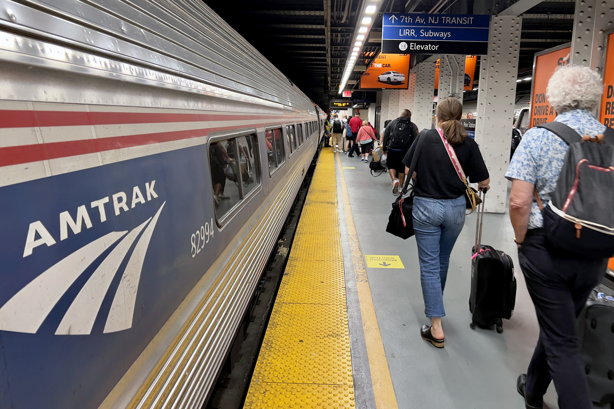  Passengers leaving an Amtrak train at Moynihan Penn Station in New York city, on July 13, 2023. (Photo by Daniel SLIM / AFP) (Photo by DANIEL SLIM/AFP via Getty Images) 