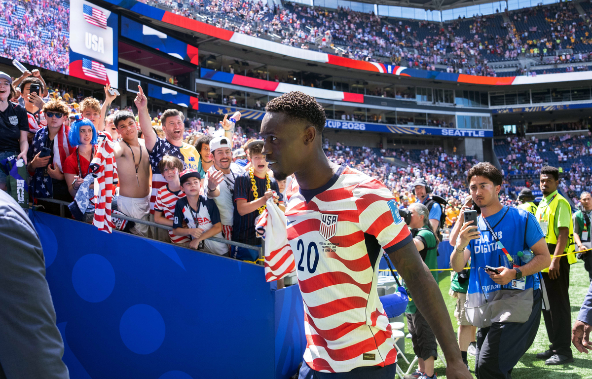 FILE -- The U.S. star soccer player Folarin Balogun leaves the pitch after his team's victory over Australia in a World Cup match in Seattle on June 19, 2026. President Donald Trump on Monday, July 6, 2026, defended his decision to request that FIFA review a ban issued to Balogun, saying he was motivated to make the extraordinary intervention because he felt that a "suspect" referee made a bad call. (Ruth Fremson/The New York Times)