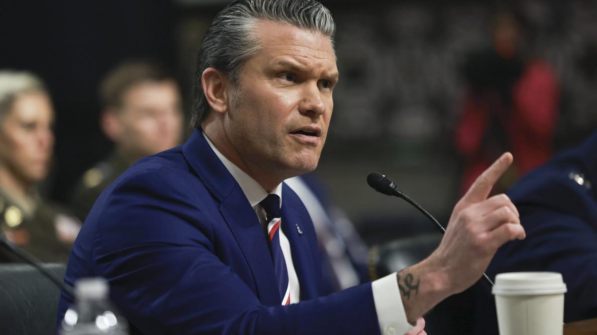Secretary of Defense Pete Hegseth testifies during a Senate Armed Services Committee hearing on the department's budget request on Capitol Hill in Washington, on Thursday, April 30, 2026. (Anna Rose Layden/The New York Times)