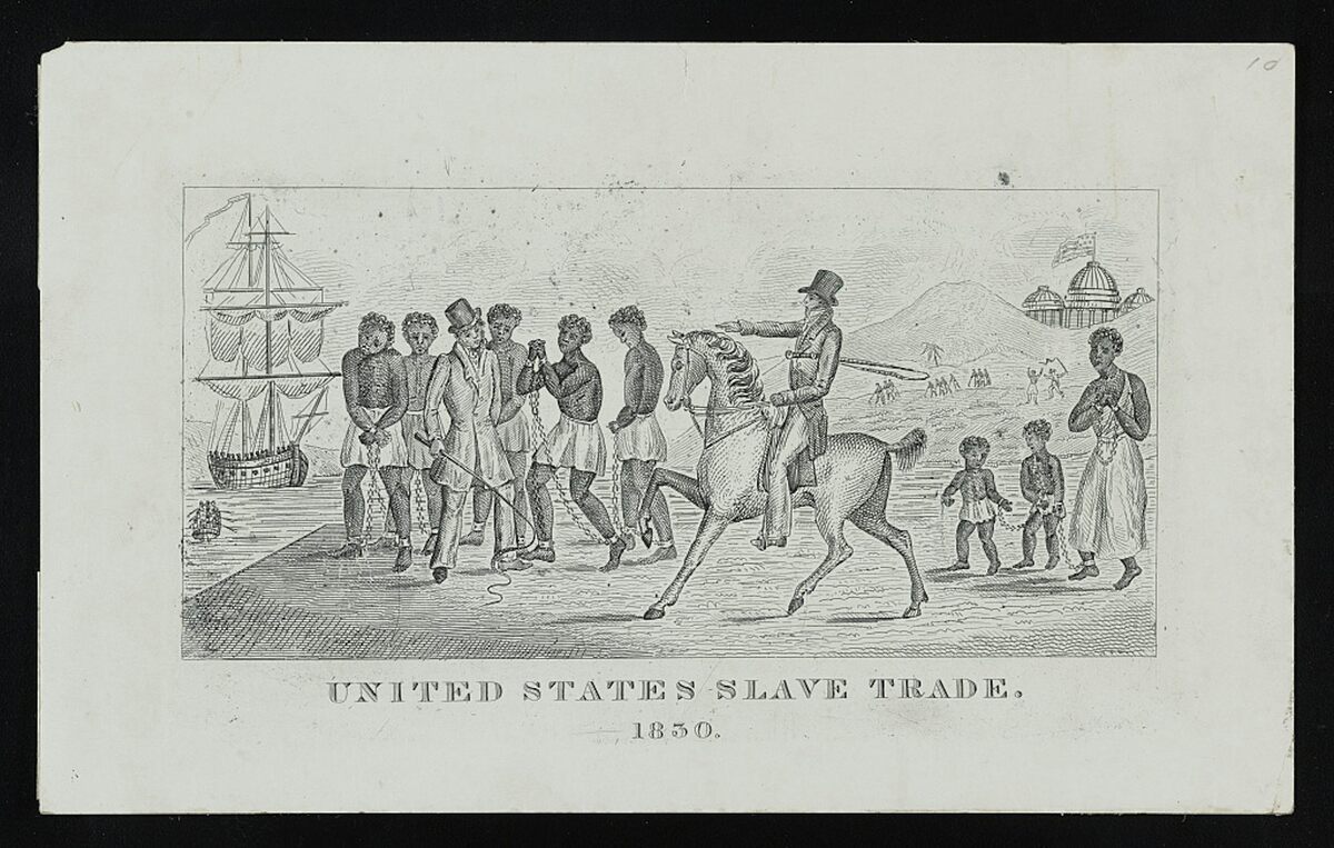  An abolitionist's image from 1830 depicting the U.S. slave trade. Library of Congress 