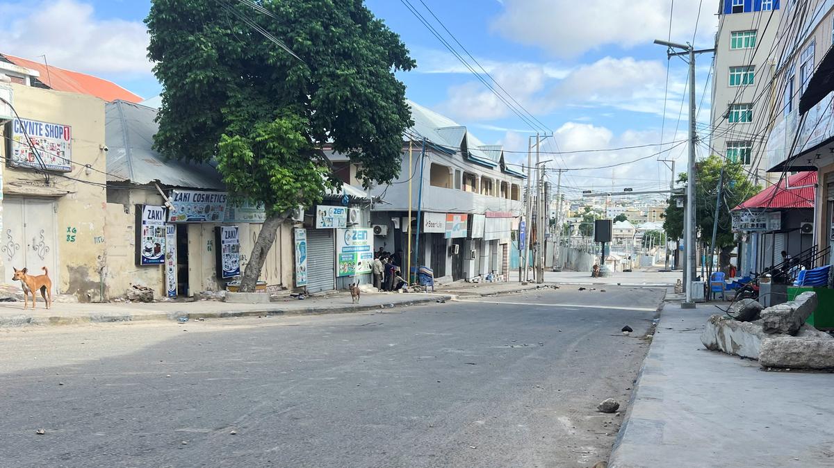 A deserted street ahead of a protest against Somalia's President Hassan Sheikh Mohamud, where opposition leaders say his term ended in mid-May, while the president and his allies say he is allowed to stay on for a year until elections are held, in Mogadishu, Somalia, June 4, 2026. Picture taken using a mobile phone. REUTERS/Feisal Omar