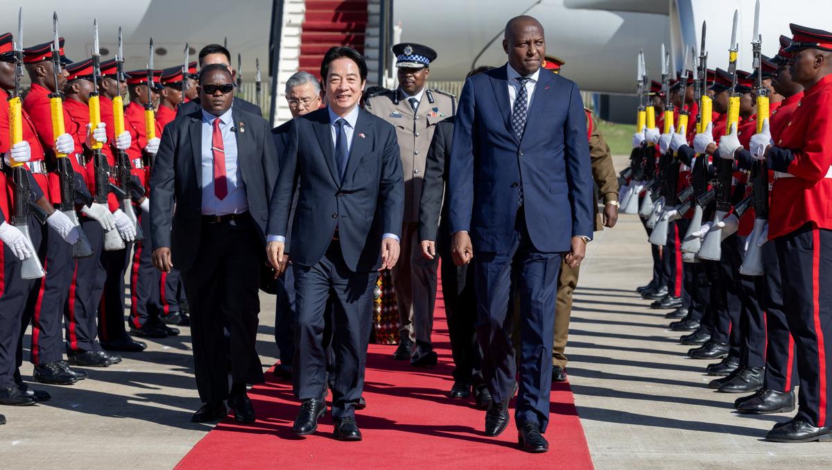 Taiwan President Lai Ching-te walks with Eswatini Prime Minister Russell Mmiso Dlamini upon arriving in Eswatini, May 2, 2026.  Taiwan Presidential Office/Handout via REUTERS