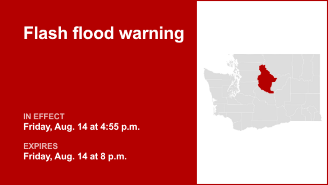 UPDATE: The current flash flood warning for Chelan County will expire at 8 p.m. 