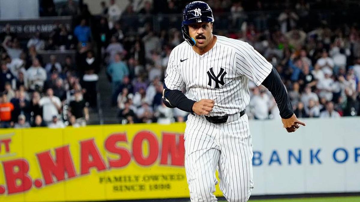  Trent Grisham, of the Yankees, runs to third base, Monday, May 4, 2026, at Yankee Stadium. | Kevin R. Wexler-NorthJersey.com / USA TODAY NETWORK via Imagn Images 