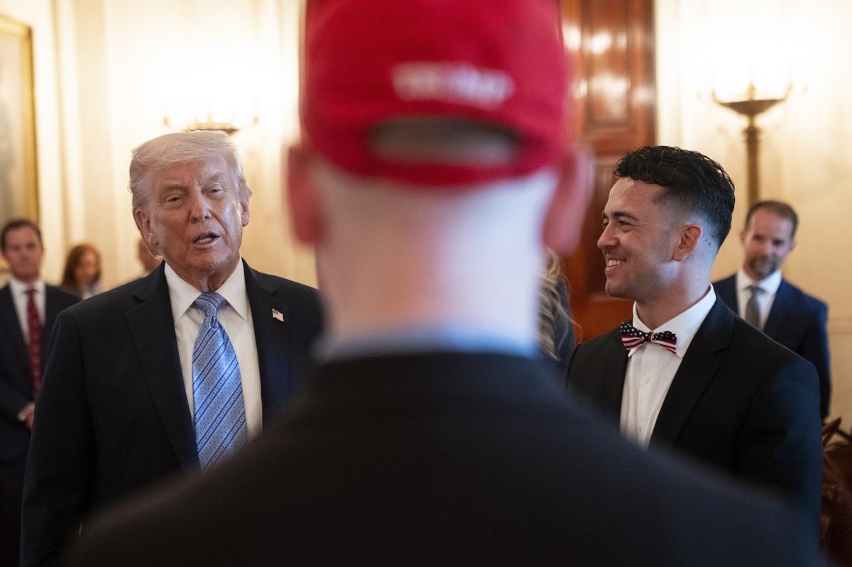 President Donald Trump speaks to business owners during an event for "Small Business Week" in the East Room of the White House in Washington, on Monday, May 4, 2026. (Allison Robbert/The New York Times)