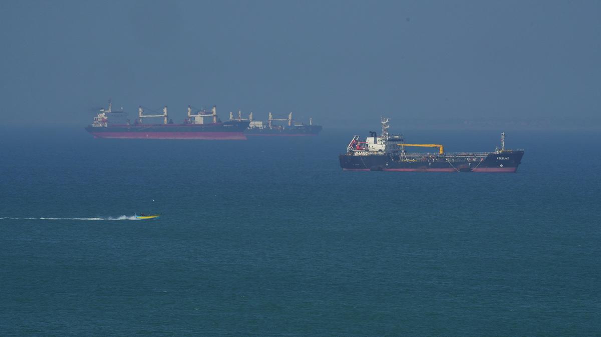 The Ateela 2 Oil Tanker boat navigates the sea on April 28, 2026, on Qeshm Island, Iran in the Strait of Hormuz. Iran's latest proposal for ending its blockade of the Strait of Hormuz calls on the United States to end its naval blockade of Iran's ports, and sets aside questions about what to do with Iran's nuclear program. (Asghar Besharati/Getty Images/TNS)