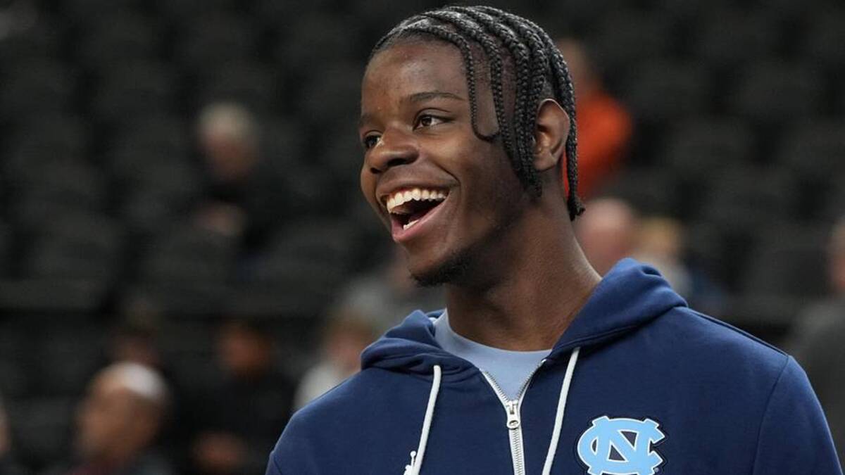  Mar 18, 2026; Greenville, SC, USA; North Carolina Tar Heels forward Caleb Wilson (8) during a practice session ahead of the first round of the men's 2026 NCAA Tournament at Bon Secours Wellness Arena. | Bob Donnan-Imagn Images 