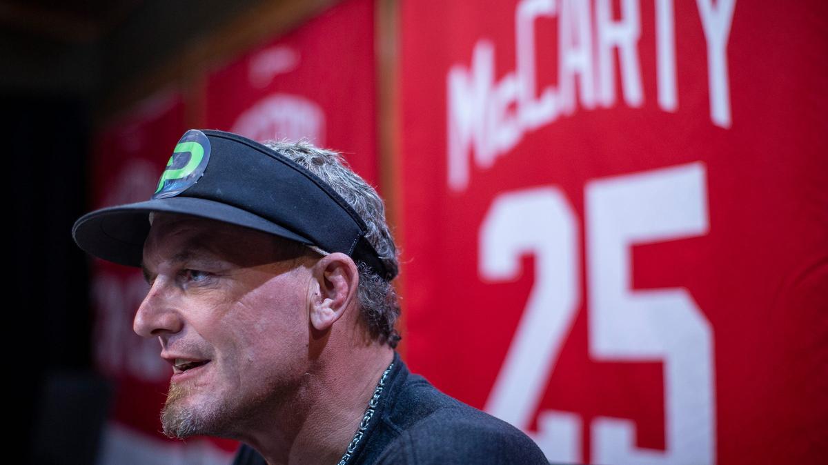 Darren McCarty speaks to Free Press reporter during an interview at his podcast studio in Franklin, Wednesday, August 21, 2019.

08212019 Darrenmccarty 1