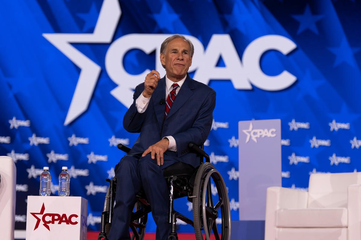  Texas Governor Greg Abbott at the Conservative Political Action Conference (CPAC) in Dallas on March 27, 2026. 