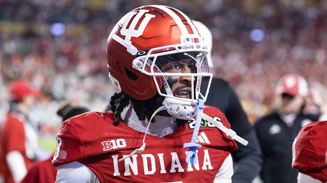 Indiana Hoosiers wide receiver Omar Cooper Jr. (3) against the Miami Hurricanes in the College Football Playoff National Championship game at Hard Rock Stadium. Mandatory Credit: Mark J. Rebilas-Imagn Images | Mark J. Rebilas-Imagn Images 