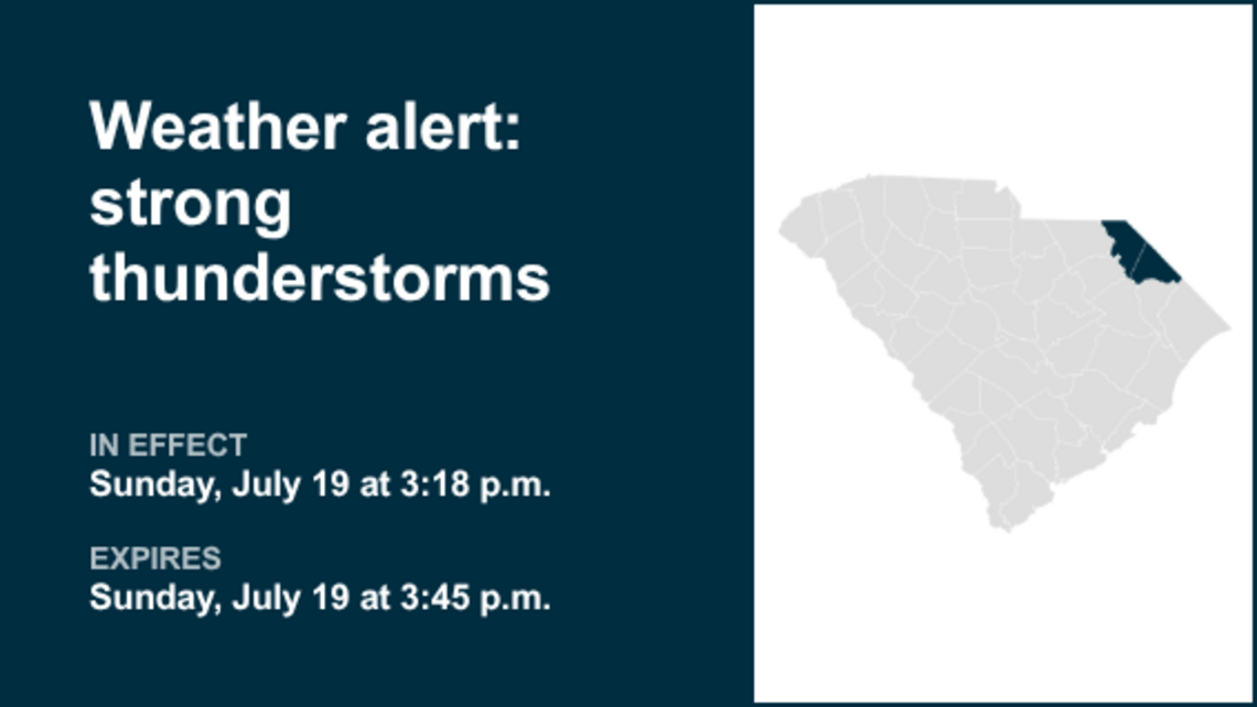 Thunderstorms with marble-sized hail in Marlboro and Dillon counties Sunday 