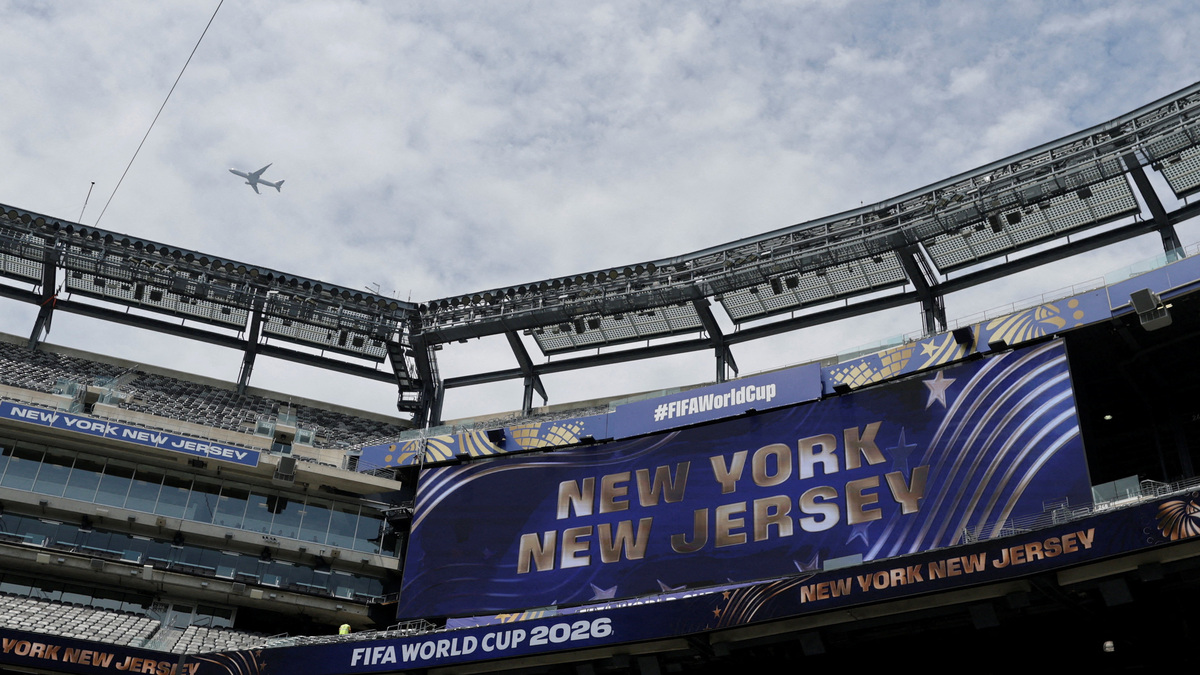 Soccer Football - FIFA World Cup 2026 - New York/New Jersey Stadium Tour - New York/New Jersey Stadium, East Rutherford, New Jersey, U.S. - June 10, 2026 General view of FIFA World Cup 2026 branding inside the stadium REUTERS/Jeenah Moon