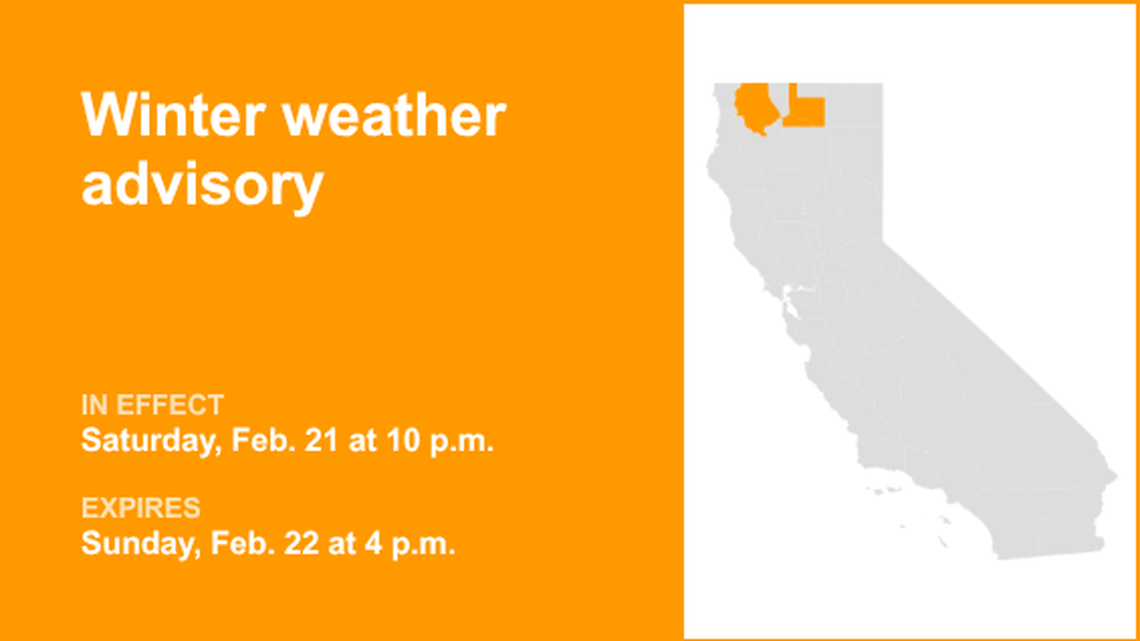 UPDATE: Winter weather advisory issued for Northern California until early Sunday evening 