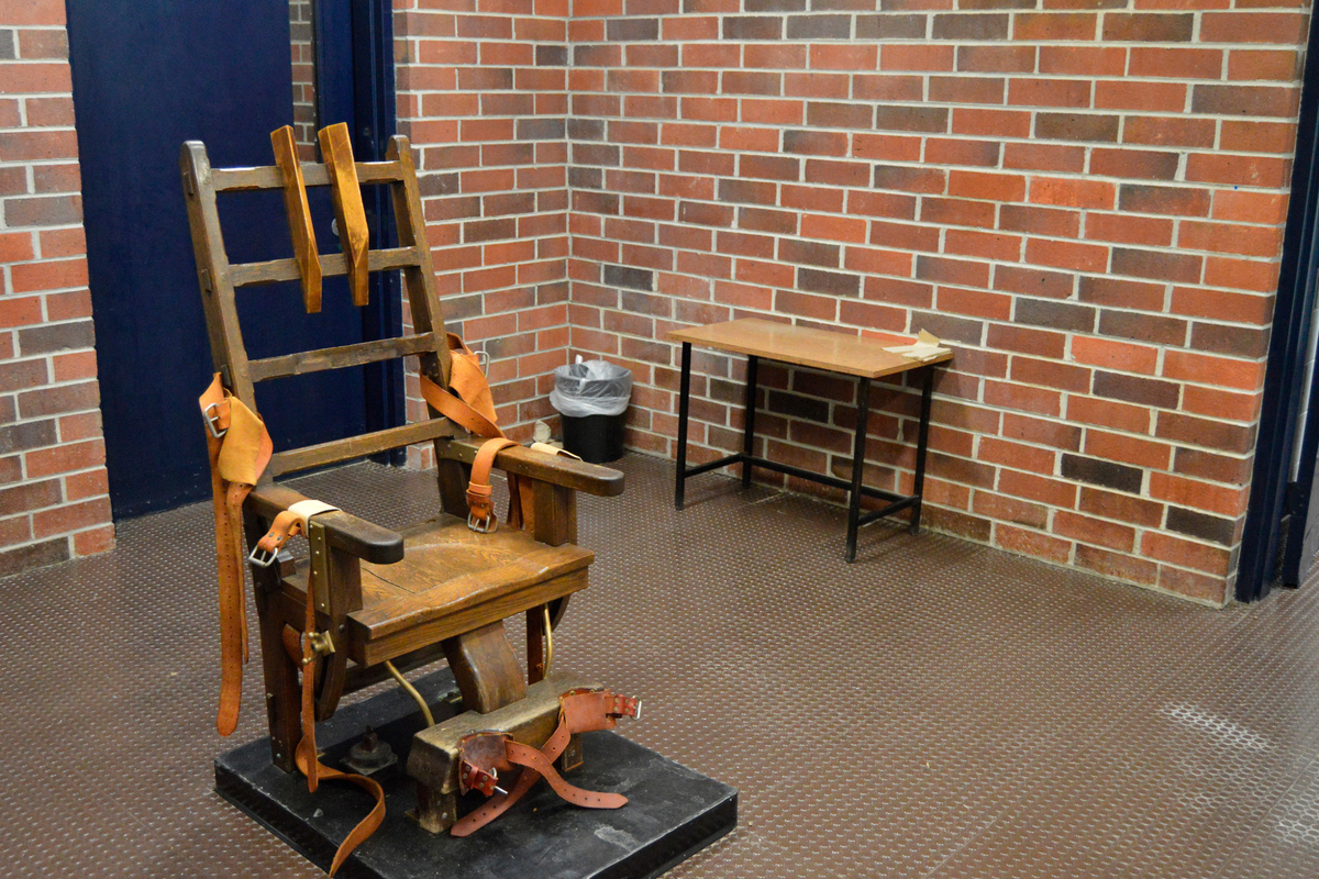 FILE - This March 2019, file photo, provided by the South Carolina Department of Corrections shows the state’s electric chair in Columbia, S.C. Two South Carolina inmates scheduled to die want an appellate court to halt their deaths by electrocution. On Monday, June 14, 2021, Brad Sigmon and Freddie Owens filed a notice of appeal to the 4th Circuit Court of Appeals. (Kinard Lisbon/South Carolina Department of Corrections via AP, File)