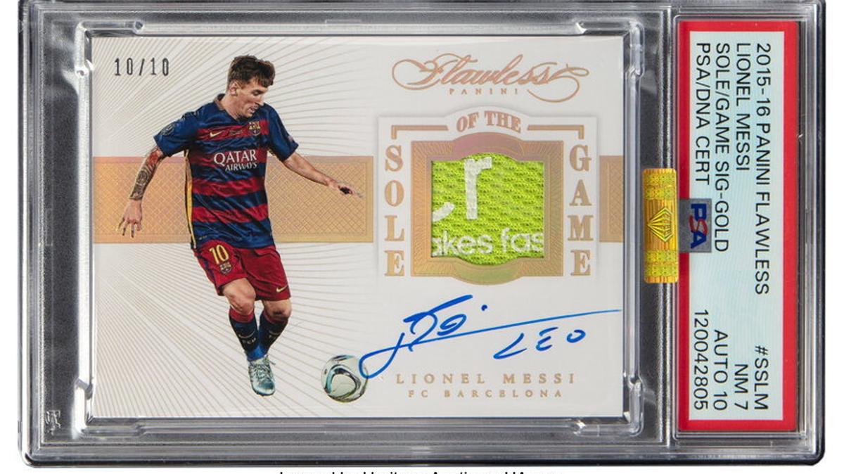 The front of the signed Lionel Messi trading card. (Heritage Auctions via SWNS). 