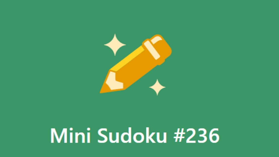 Today's Mini Sudoku #236 LinkedIn Answer (April 4, 2026) 