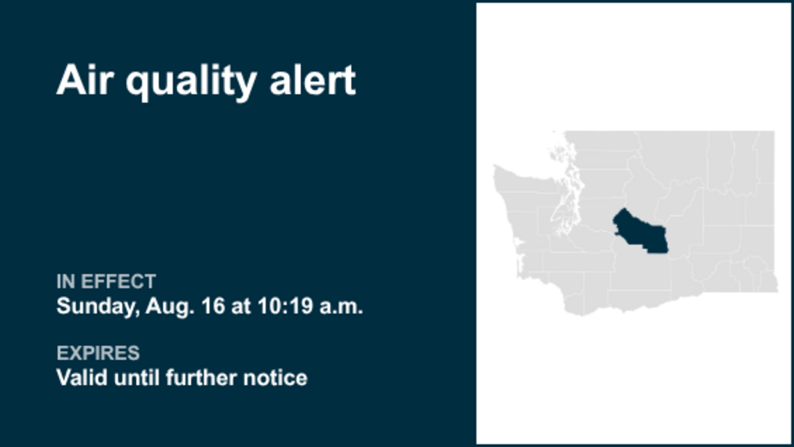 Air quality alert in place for Kittitas County until further notice 