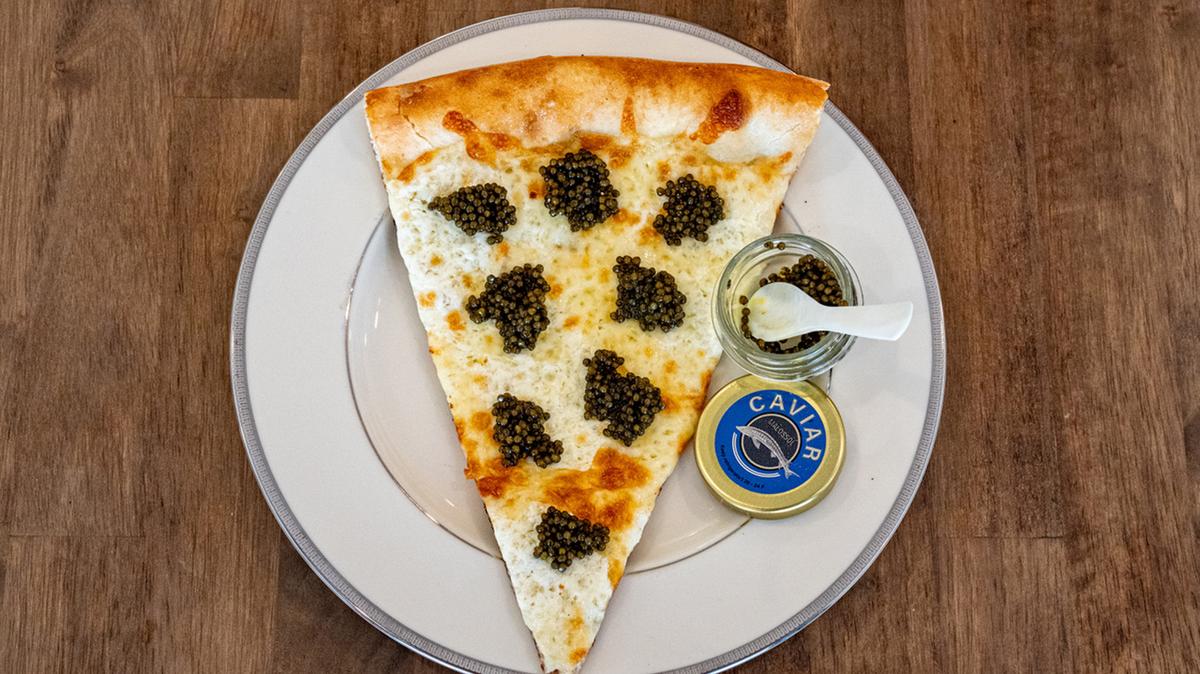 Caviar pizza at Marina's Pizza.