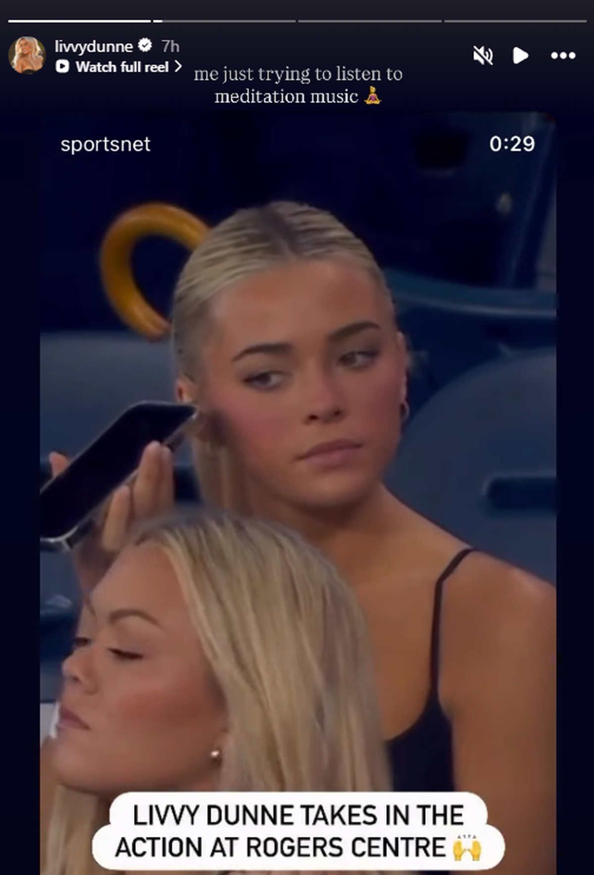  Social media influencer Livvy Dunne reacts on her Instagram story. Credit: IG @livvydunne