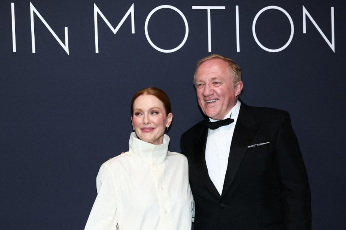Julianne Moore and Francois-Henri Pinault pose during a photocall for the 2026 Kering's Women In Motion Awards and Cannes Film Festival Presidential Dinner as part of the 79th Cannes Film Festival in Cannes, France, May 17, 2026. REUTERS/Gonzalo Fuentes