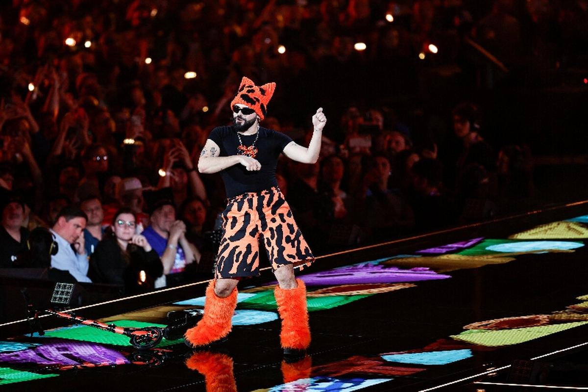 Akylas, representing Greece, performs "Ferto" during the dress rehearsal 2 of the Grand Final of the 2026 Eurovision Song Contest, in Vienna, Austria, May 15, 2026. REUTERS/Lisa Leutner