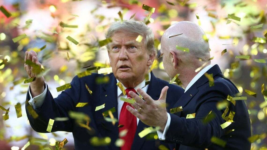 President Trump aids Gianni Infantino at World Cup trophy ceremony 
