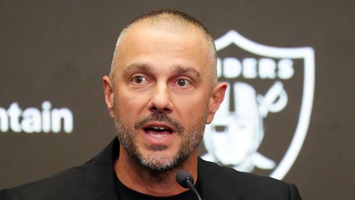  Feb 10, 2026; Henderson, NV, USA; Las Vegas Raiders general manager John Spytek at press conference at Intermountain Health Performance Center. Mandatory Credit: Kirby Lee-Imagn Images | Kirby Lee-Imagn Images 