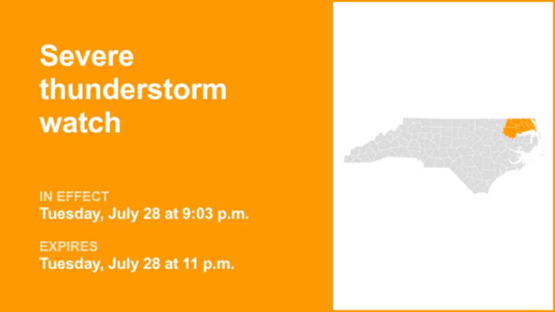 UPDATE: Eastern North Carolina under a severe thunderstorm watch until early Wednesday 