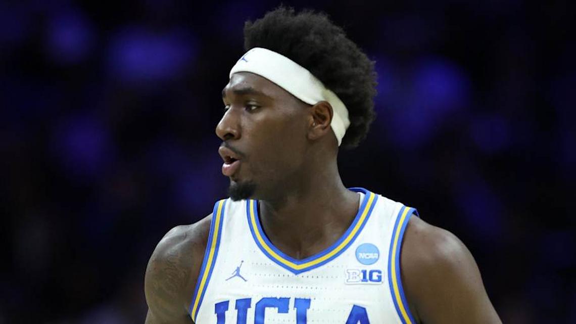  Mar 20, 2026; Philadelphia, PA, USA; UCLA Bruins forward Eric Dailey Jr. (3) reacts against the UCF Knights in the first half during a first round game of the men's 2026 NCAA Tournament at Xfinity Mobile Arena. Mandatory Credit: Bill Streicher-Imagn Images | Bill Streicher-Imagn Images 