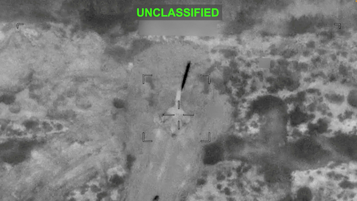 A projectile approaches a target at an unknown location, during what U.S. Central Command (CENTCOM) says are strikes on Iran, in this screen grab taken from a handout video released on July 12, 2026. U.S. Central Command/Handout via REUTERS