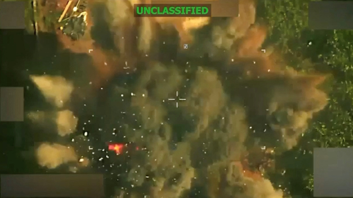 Explosion following what U.S. President Donald Trump said was a strike carried out by U.S. forces that killed Hector Rusthenford Guerrero Flores, also known as "Nino Guerrero," the leader of Venezuelan prison gang Tren de Aragua, at an unidentified location, in this screengrab taken from a video released on June 12, 2026. DONALD TRUMP VIA TRUTH SOCIAL/Handout via REUTERS