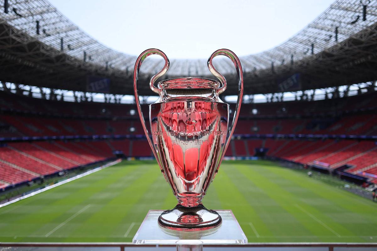  A view of the UEFA Champions League trophy ahead of the final match between Paris Saint-Germain and Arsenal in Budapest, Hungary. Photo by Michael Regan - UEFA/UEFA via Getty Images