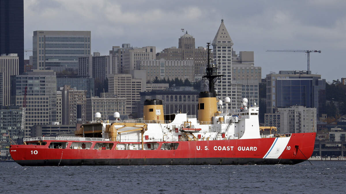 The United State Coast Guard cutter Polar Star sits at anchor in Elliott Bay Monday, Nov. 13, 2017, in Seattle. The Polar Star (WAGB-10), commissioned in 1976, is the United State’s only heavy icebreaker.