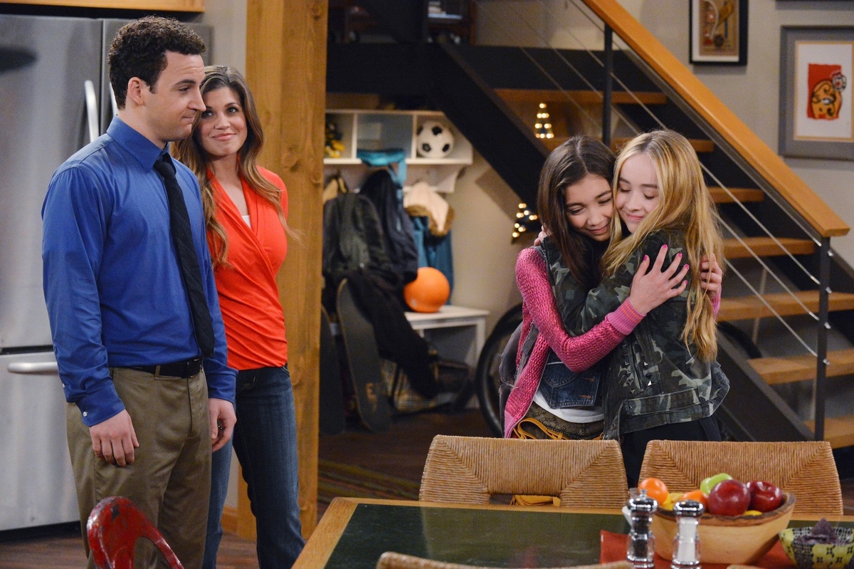 GIRL MEETS WORLD - "Pilot" - Disney Channel has ordered "Girl Meets World," a comedy series for kids and families from executive producer Michael Jacobs. Starring are Rowan Blanchard as the girl -- Riley Matthews -- Sabrina Carpenter as her best friend Maya, and Danielle Fishel and Ben Savage reprising the "Cory and Topanga" roles they made famous in ABC's hugely popular sitcom "Boy Meets World" (1993-2000). (Photo by Eric McCandless/ Disney Channel)BEN SAVAGE, DANIELLE FISHEL, ROWAN BLANCHARD, SABRINA CARPENTER