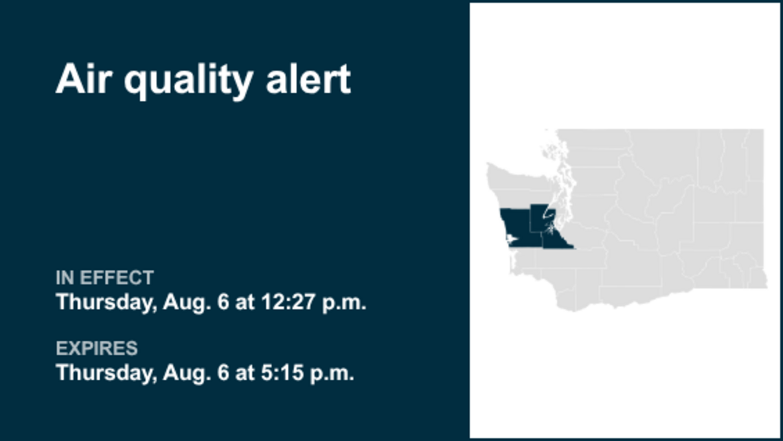 Air quality alert in place for Southwest Washington until early Thursday evening 