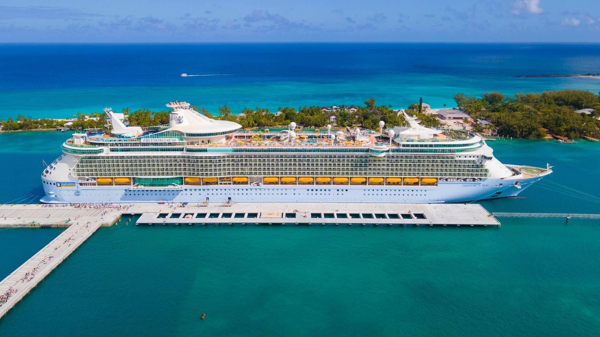 Royal Caribbean Freedom of the Seas cruise ship in Nassau, Bahamas. 