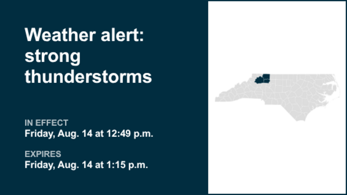 UPDATE: Weather alert active for North Carolina Friday afternoon, says the NWS 